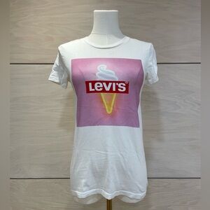 Levi's White Tee with Pink and Yellow Graphic